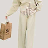 Casual Versatile Striped Sweatshirt and Pants Three-Piece Set