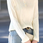 French Fashion Textured Long-Sleeve T-Shirt - liwisi