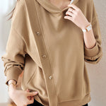 Casual Hooded Solid Color Irregular Patchwork Long-Sleeve Sweatshirt - liwisi