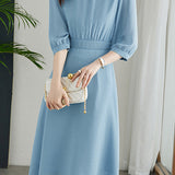 French-Style Three-Quarter Sleeve Elegant Dress - liwisi