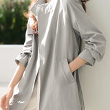Casual Commuting Simple Loose Long-Sleeve Trench Coat - liwisi