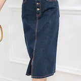 Vintage Denim Bodycon Midi Skirt