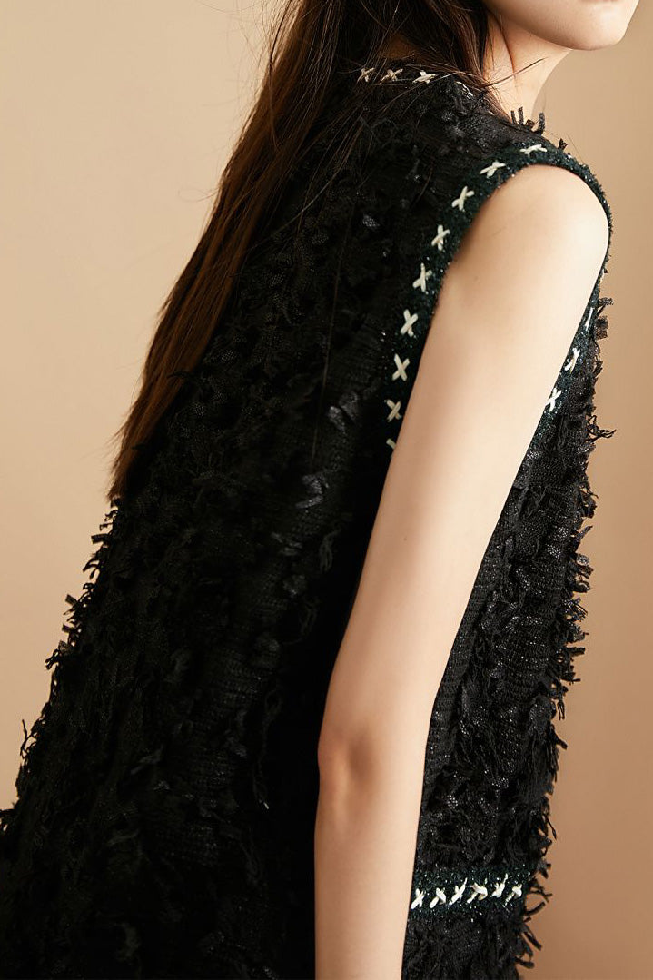 Exquisite and Elegant Tassel Sleeveless Vest Dress - liwisi