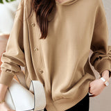 Casual Hooded Solid Color Irregular Patchwork Long-Sleeve Sweatshirt - liwisi