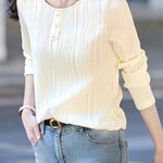 French Fashion Textured Long-Sleeve T-Shirt - liwisi