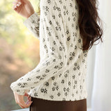 Contrast Color Jacquard Textured Knit Top
