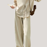 Casual Versatile Striped Sweatshirt and Pants Three-Piece Set