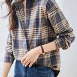 Casual Loose Flannel Check Long Sleeve Shirt - liwisi