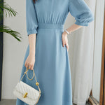 French-Style Three-Quarter Sleeve Elegant Dress - liwisi
