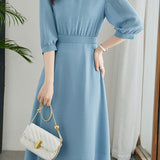 French-Style Three-Quarter Sleeve Elegant Dress - liwisi