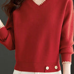 V-neck knitted sweaters - liwisi