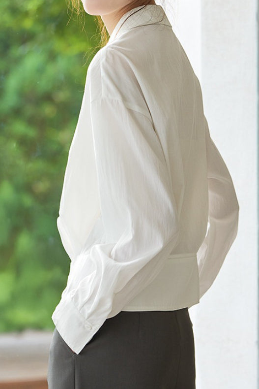 Early Autumn French-Temperament Fitted-Waist Long-Sleeve Shirt - liwisi