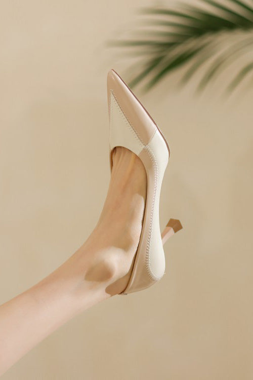 Elegant Office Pointed Color-Block High Heels - liwisi