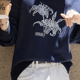 Casual Versatile Embroidered Printed Pullover Sweatshirt