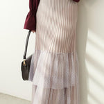 Fashionable Versatile Knit Paneled Skirt - liwisi