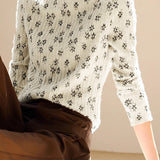 Contrast Color Jacquard Textured Knit Top