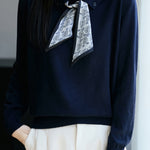 French Fashion Knit Top with Tie - liwisi
