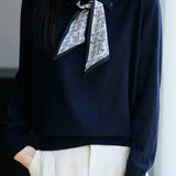 French Fashion Knit Top with Tie - liwisi