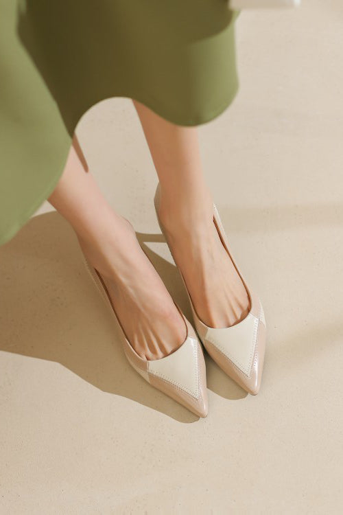 Elegant Office Pointed Color-Block High Heels - liwisi