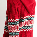 Casual Christmas Snowflake Ribbed Hooded Sweater - liwisi