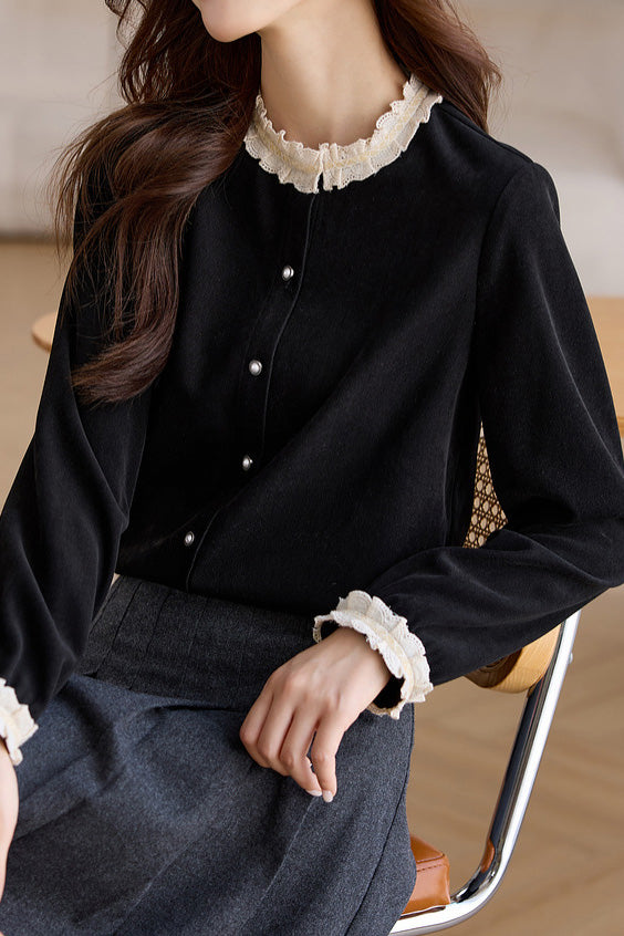French Lace Patchwork Shirt - liwisi