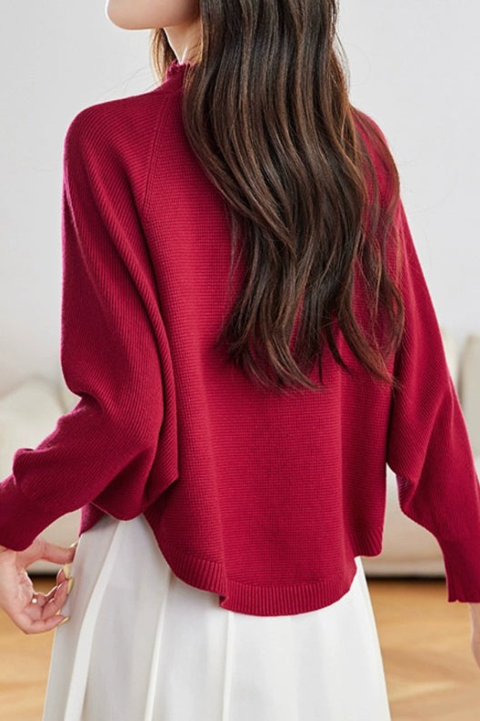 Casual Batwing Sleeve Fringed Knit Cardigan - liwisi