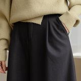 Wool Blend Cropped Wide-Leg Pants