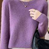 Solid-color round-neck base layer shirt