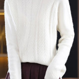 Casual Half-High Neck Ribbed Pullover Sweater