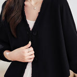 Casual Batwing Sleeve Fringed Knit Cardigan - liwisi