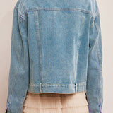 Elegant Pearl Beaded Denim Jacket - liwisi