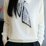 French Fashion Knit Top with Tie - liwisi