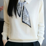 French Fashion Knit Top with Tie - liwisi