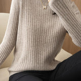 Casual Minimalist Solid-Color Ribbed Texture Knitted Top