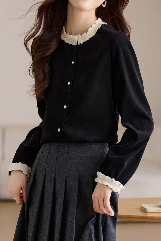 French Lace Patchwork Shirt - liwisi