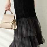 Fashionable Versatile Knit Paneled Skirt - liwisi