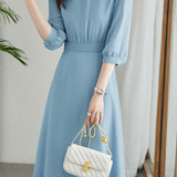 French-Style Three-Quarter Sleeve Elegant Dress - liwisi