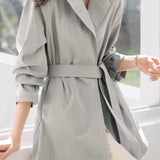 Casual Commuting Simple Loose Long-Sleeve Trench Coat - liwisi