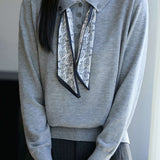 French Fashion Knit Top with Tie - liwisi