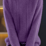 Casual Half-High Neck Ribbed Pullover Sweater