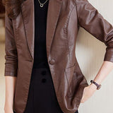Montgomery Collar Leather Tailored Jacket - 2 Colors Available