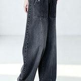 Casual High Waist Elastic Waist Wide Leg Pants