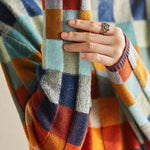 Turtle Neck Check Knit Top - liwisi