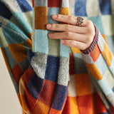 Turtle Neck Check Knit Top - liwisi