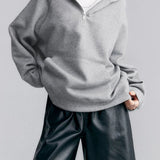 Casual Hooded Half Zip Long Sleeve Sweatshirt