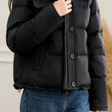 Gentle Elegant Lamb Fur Collar Zipper Long Sleeve Cotton Coat