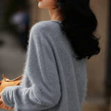 Casual Soft Brushed Silk Cashmere Sweater