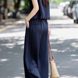 Casual Ruffled Sleeveless And Wide-Leg Pants Two-Piece Set