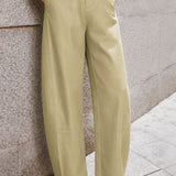 Minimalist Casual Stitch Detail Wide-Leg Trousers