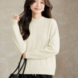 Elegant Commuter Mock Neck Cable Knit Top